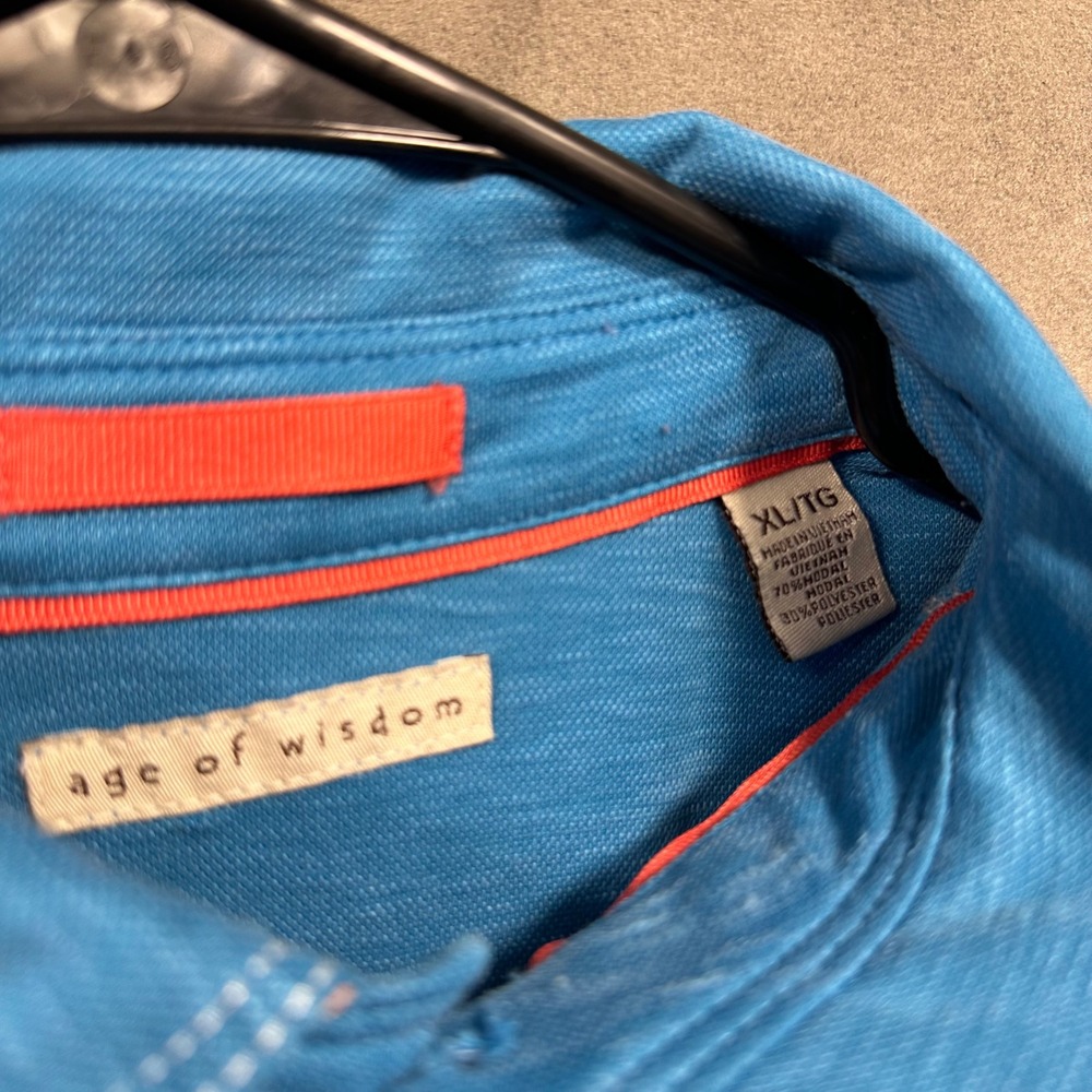 Age of Wisdom‎ Polo Shirt Mens XL Coral Pink Slub Modal Blend Excellent - Picture 10 of 13